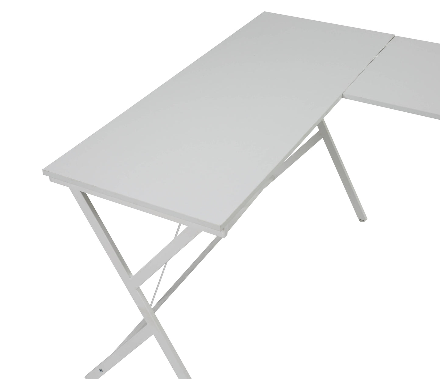 White Finish Computer Desk - Space-Saving L-Shape Design