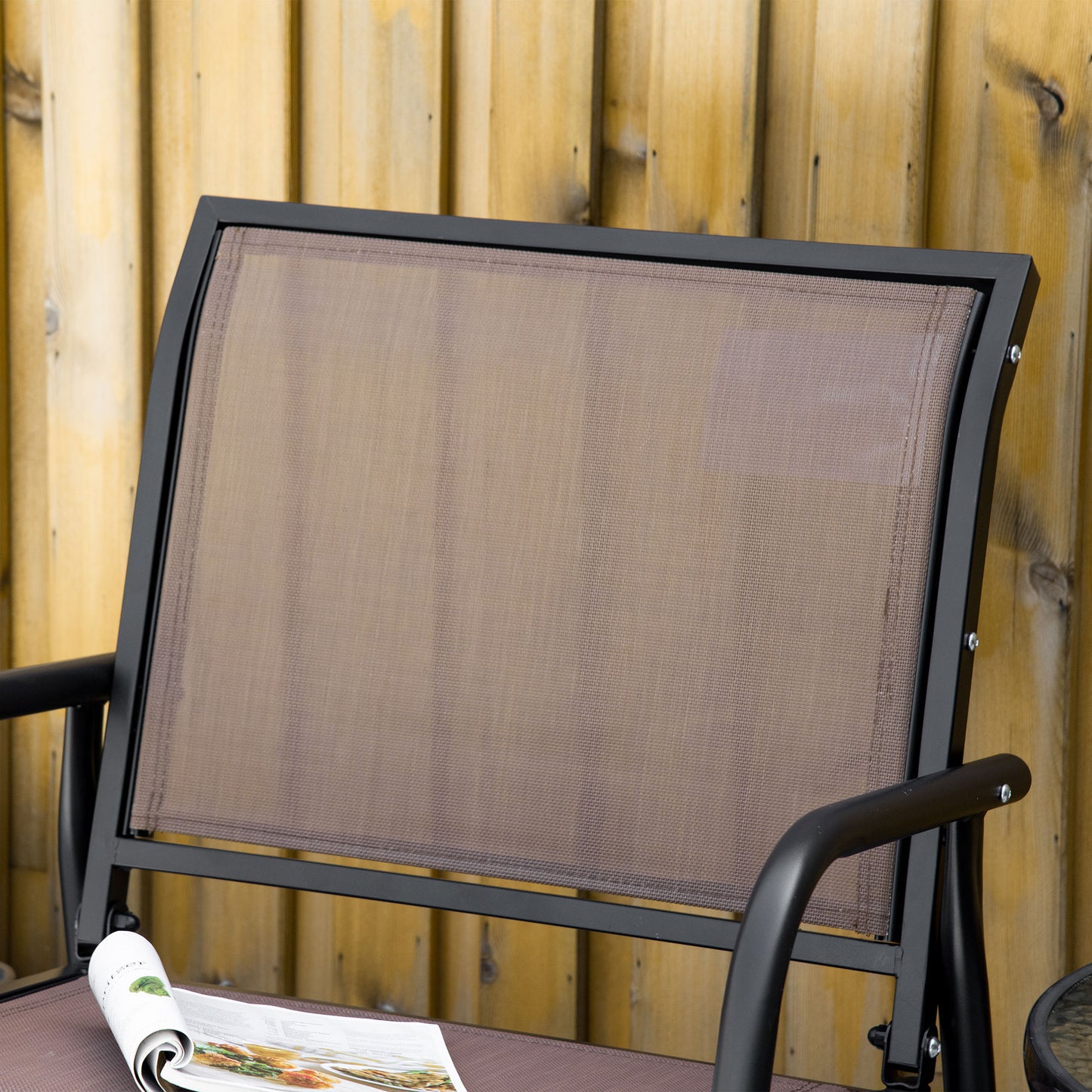 Outdoor Metal Frame Glider Chair with Breathable Mesh - Brown