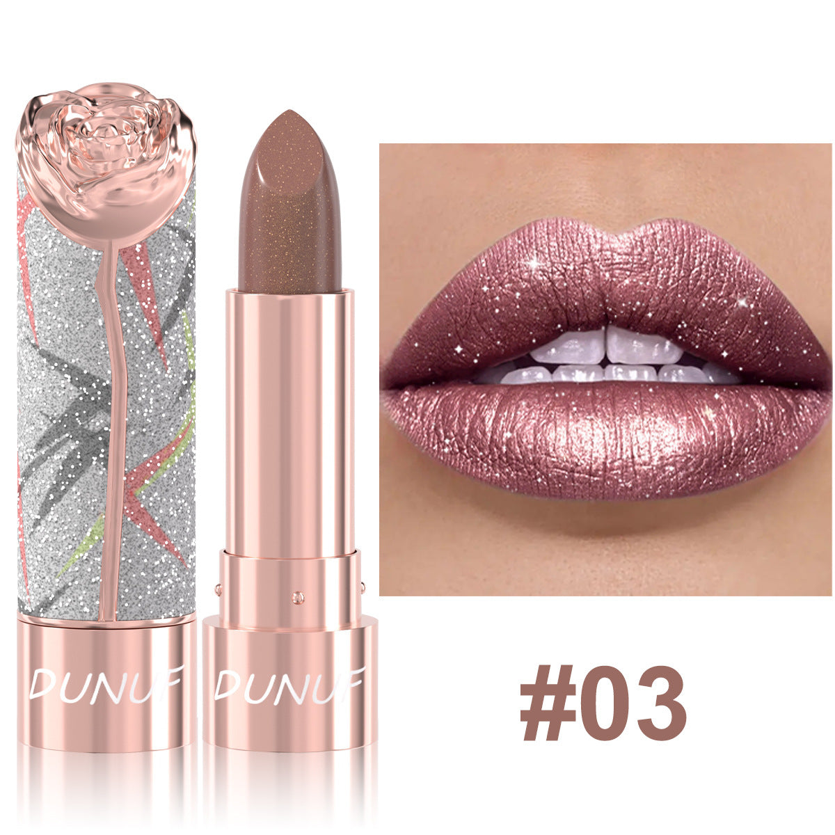 Pearlescent Metallic Lipstick with Gold Shimmer - 6 Colors, Starry Sky Series
