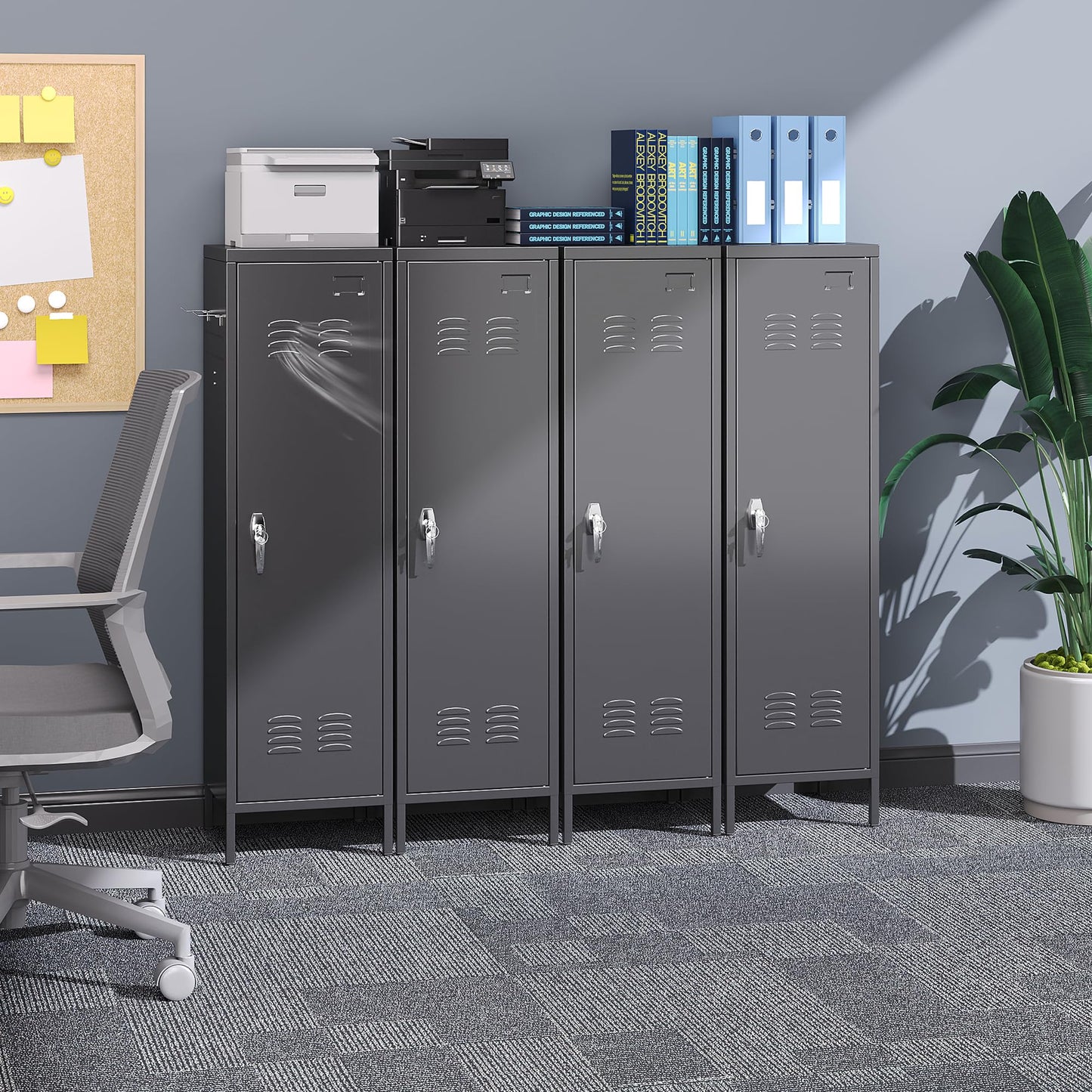 Metal Storage Locker with Handle and Hanging Rod - Black