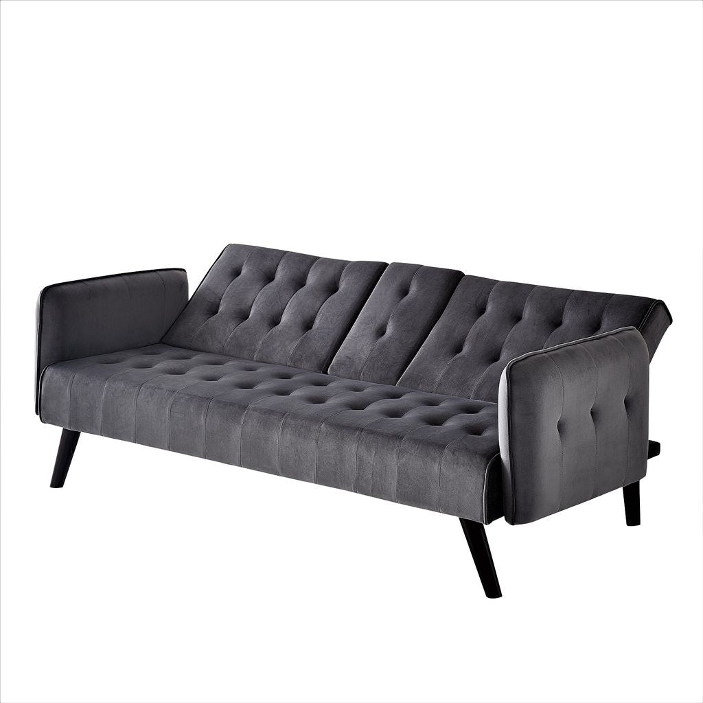 72 Velvet Convertible Sofa Bed With Cup Holders, Tufted Folding Futon