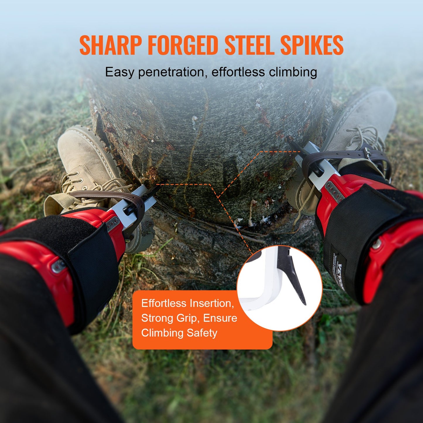 Tree Climbing Spikes for Arborist Tree Maintenance Aluminum Gear Red