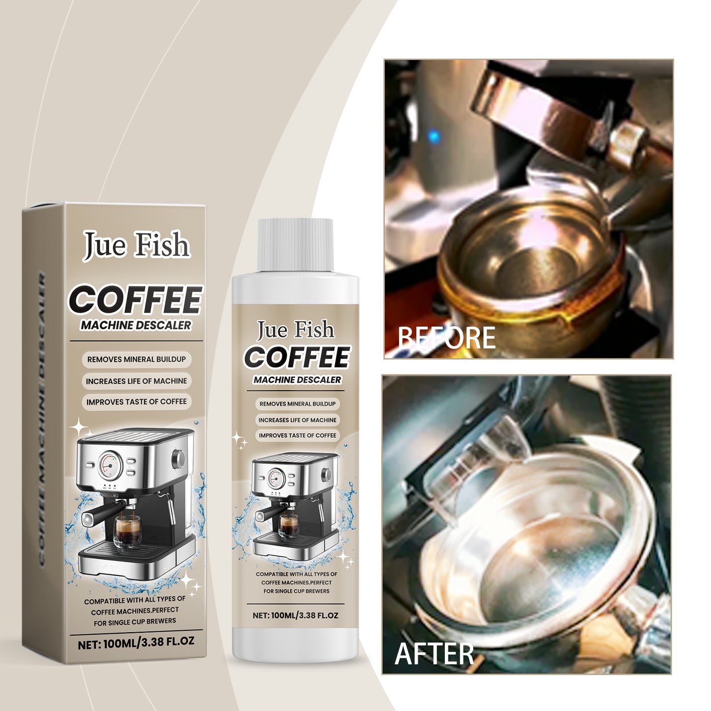Coffee Machine Descaling Agent 100ml - Oil & Stain Removal, Odor Elimination