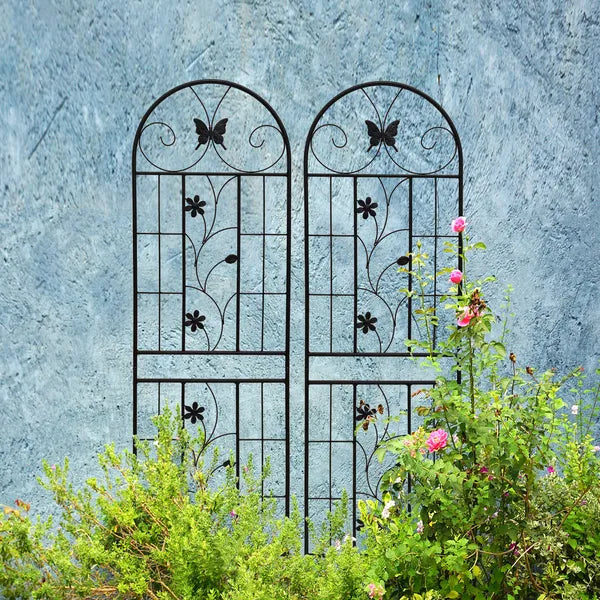 Metal Garden Trellis 71" x 19.7" - Rustproof Climbing Plant Support - Black