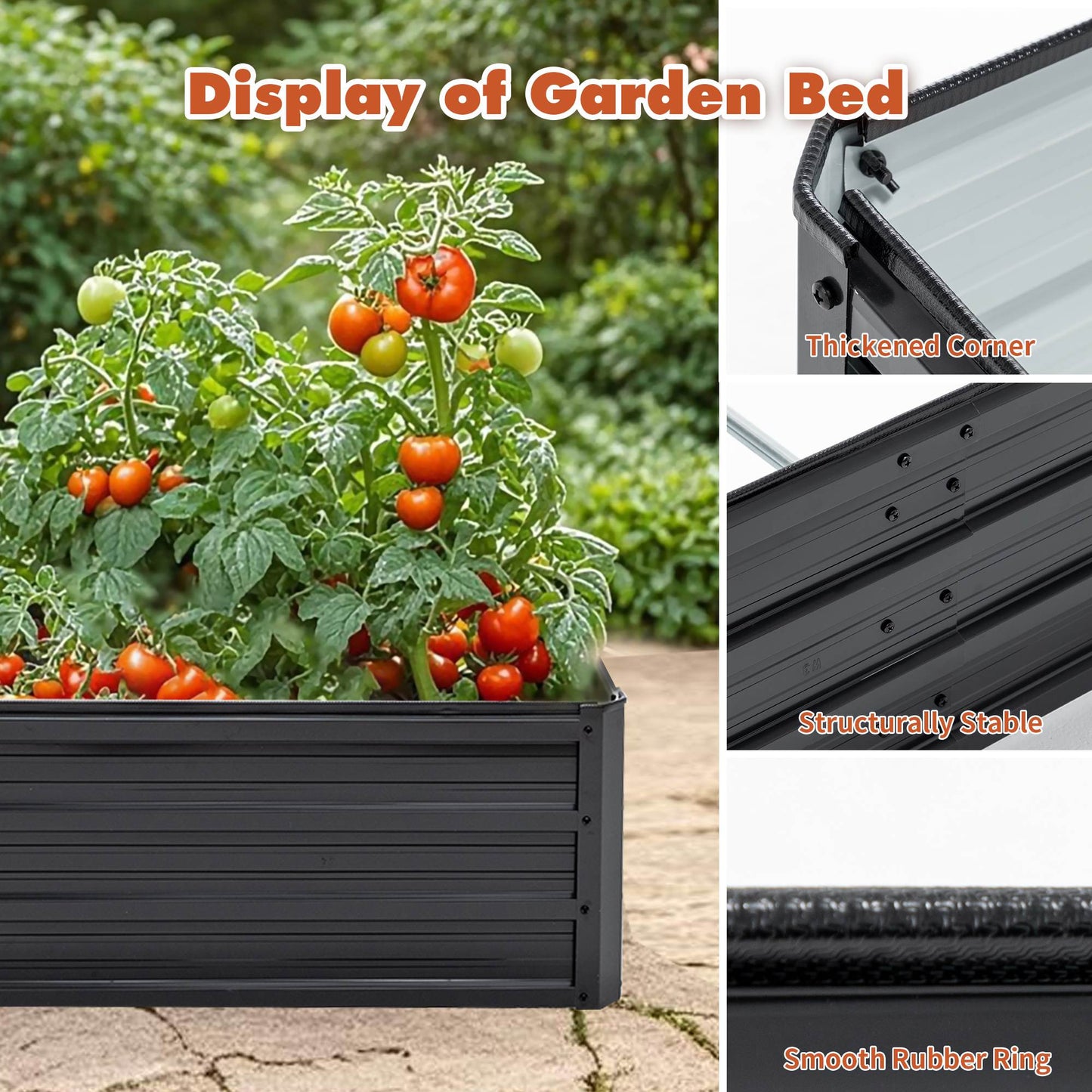 Galvanized Raised Garden Bed Kit for Vegetables Herbs and Fruits - Outdoor Planter