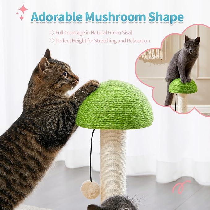 Cat Scratching Post with Sisal Rope and Interactive Track Ball - Wooden 20"