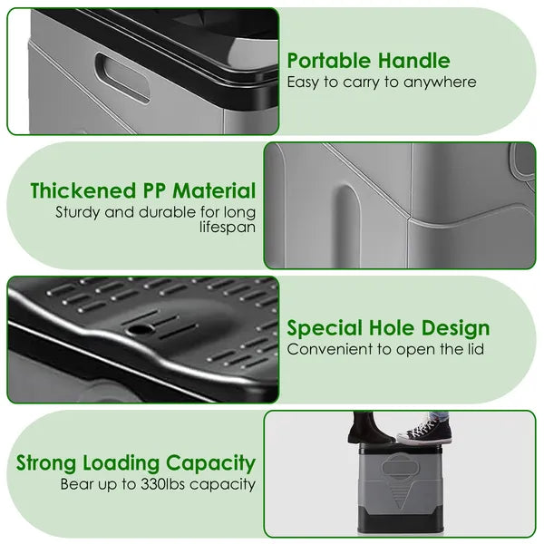 Portable Outdoor Toilet - Foldable Emergency Potty with Carry Bag