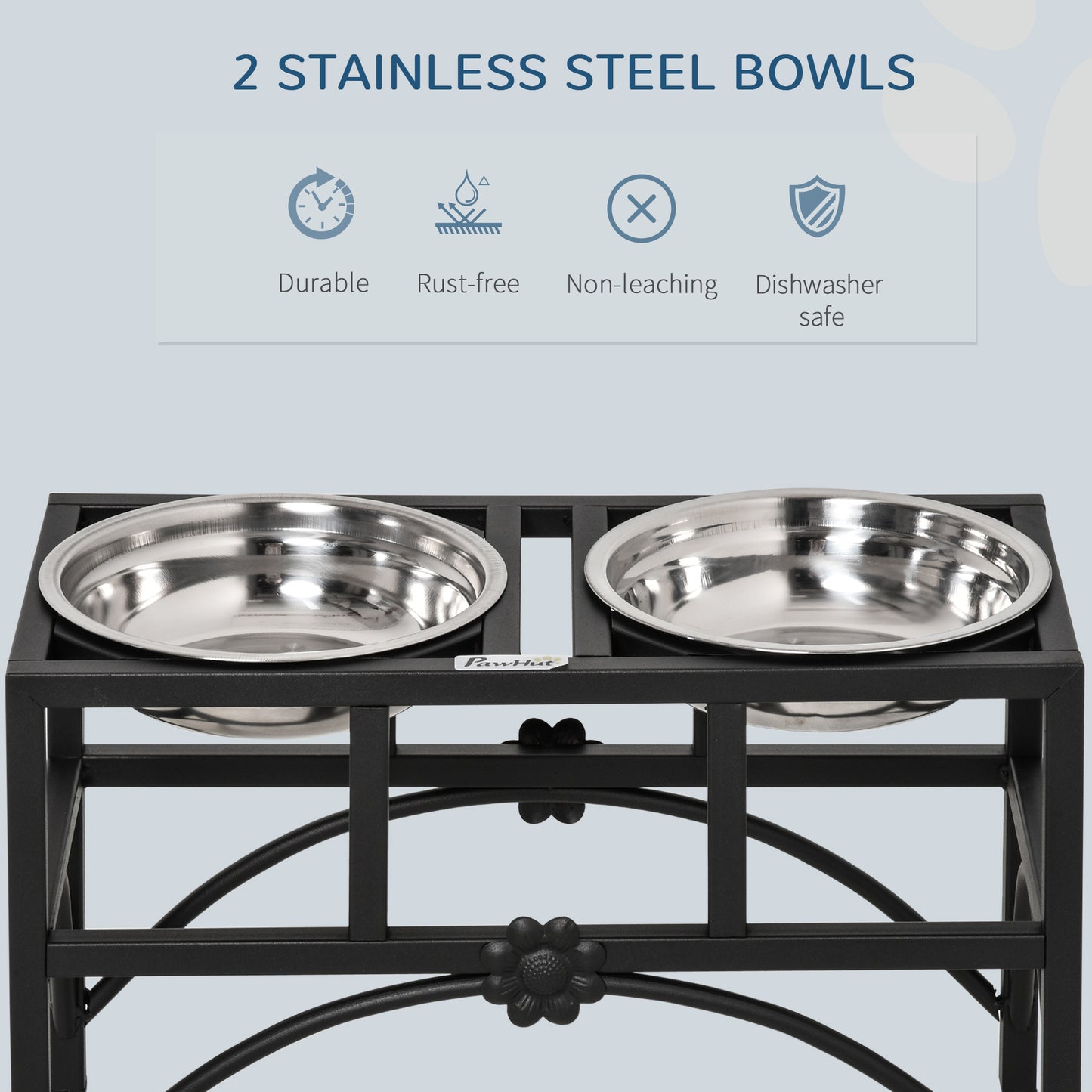 17-Inch Double Stainless Steel Elevated Dog Food Bowl Stand - Heavy Duty Pet Feeding Station