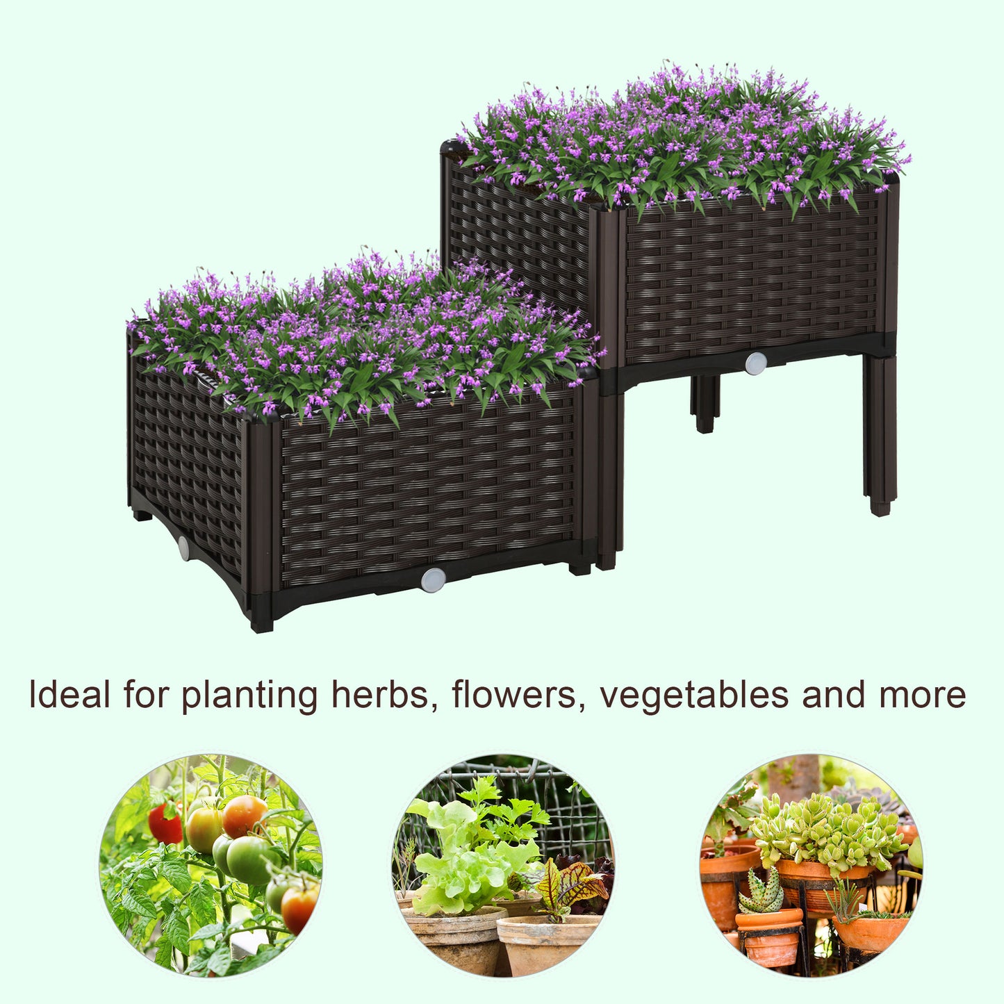 Self-Watering Raised Garden Bed with Legs - Brown Planter Box