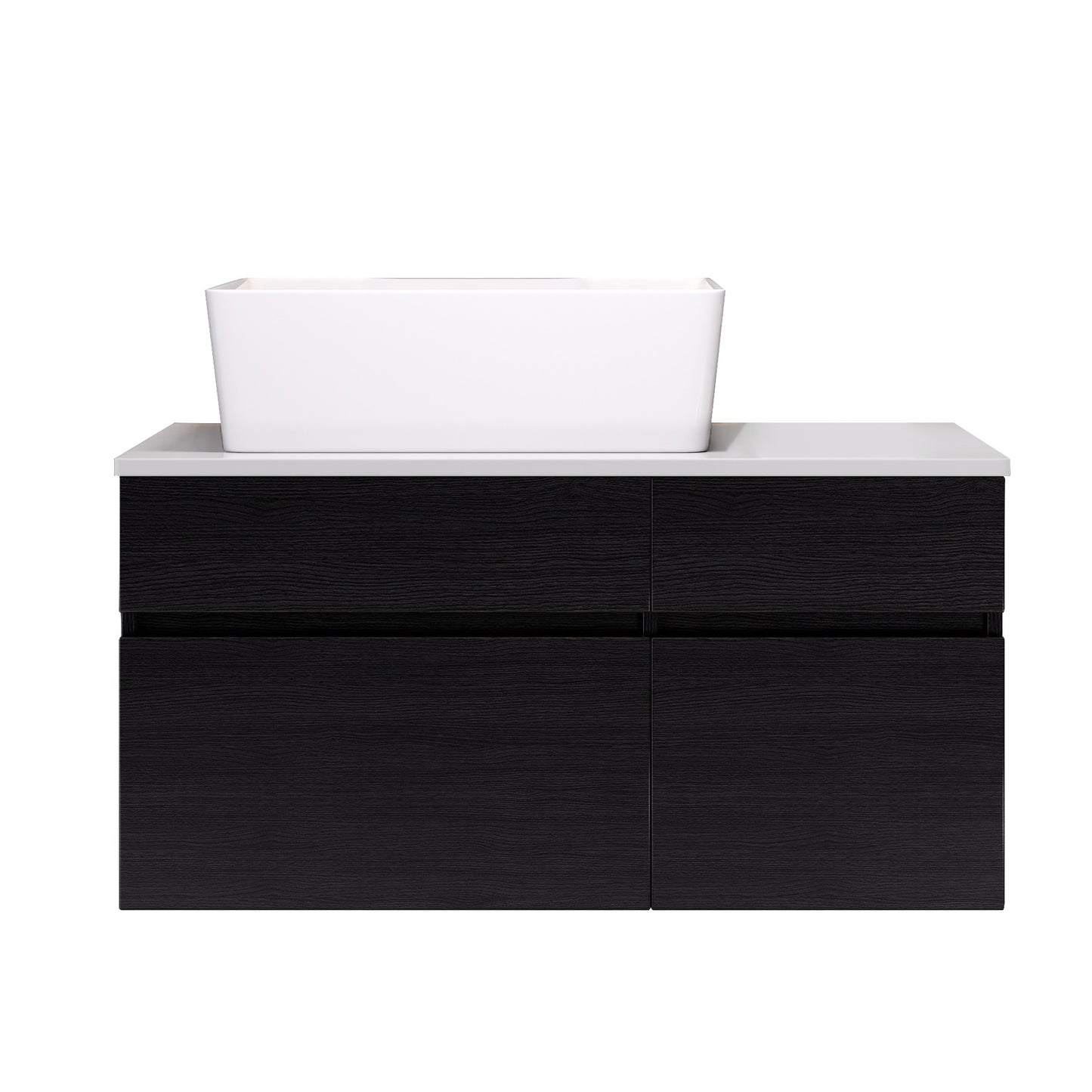 Floating Bathroom Vanity with Sink - 31.5 Inches, Black/White
