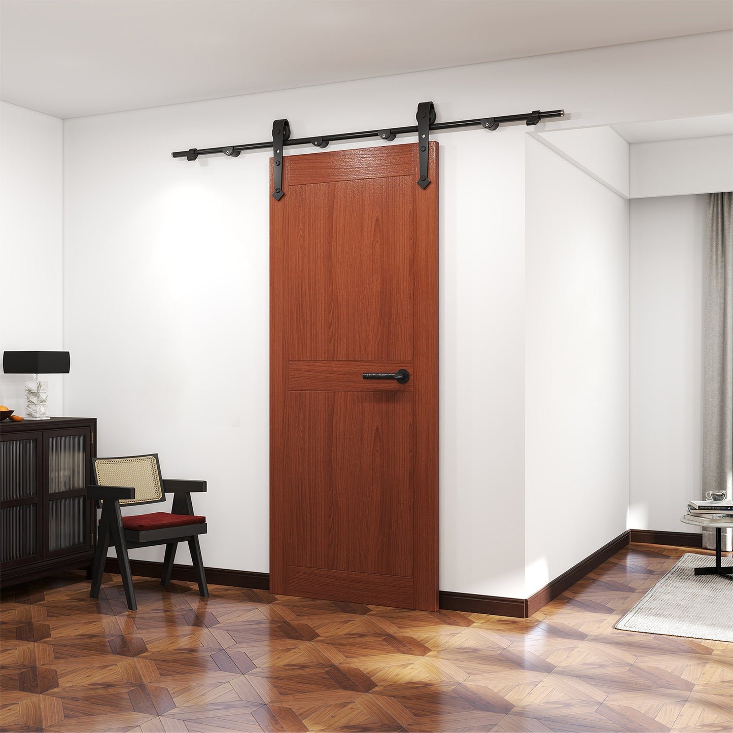Heavy Duty Sliding Barn Door Hardware Kit 6FT Track for Interior & Exterior