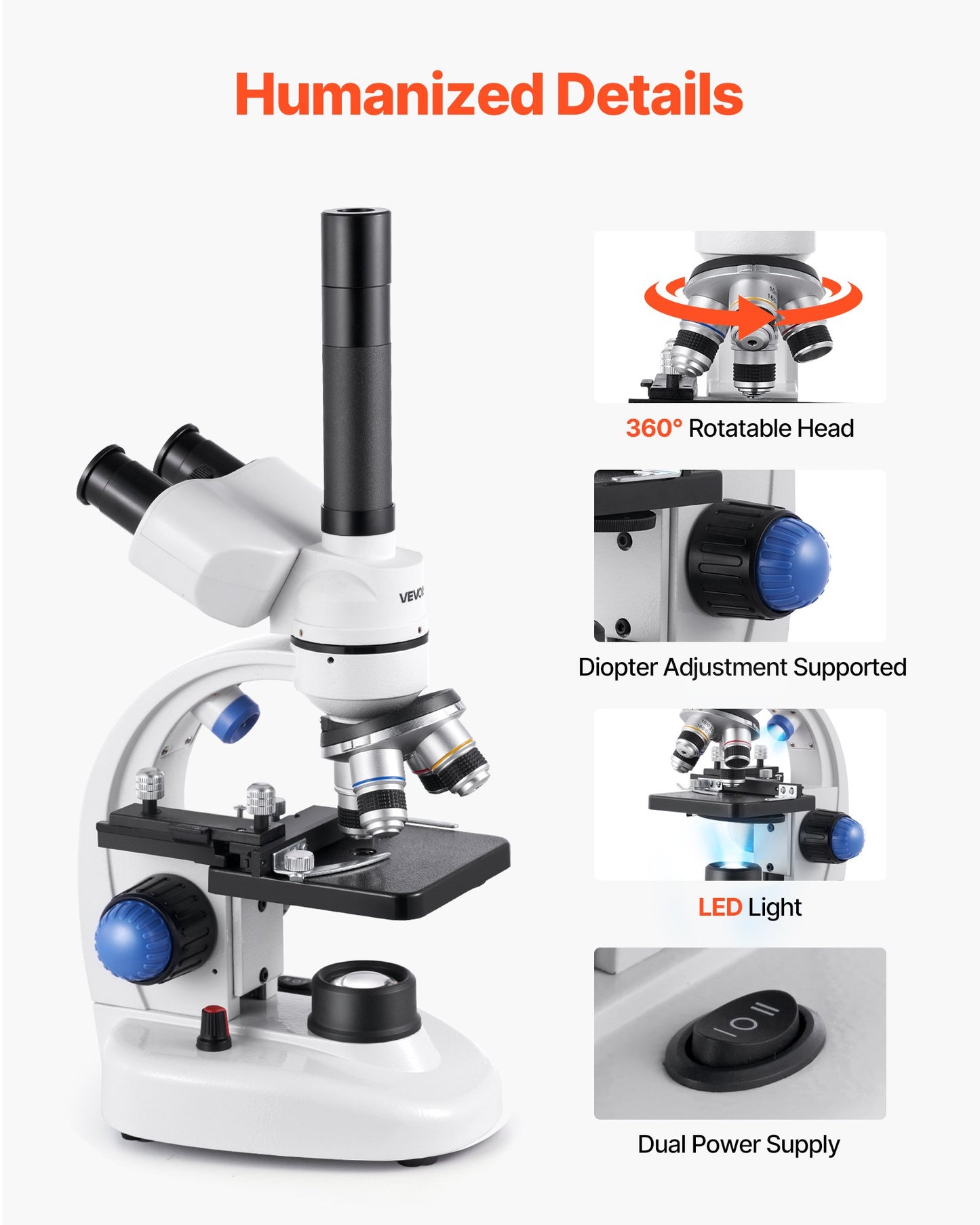 Trinocular Compound Microscope Kit 40-5000X Magnification