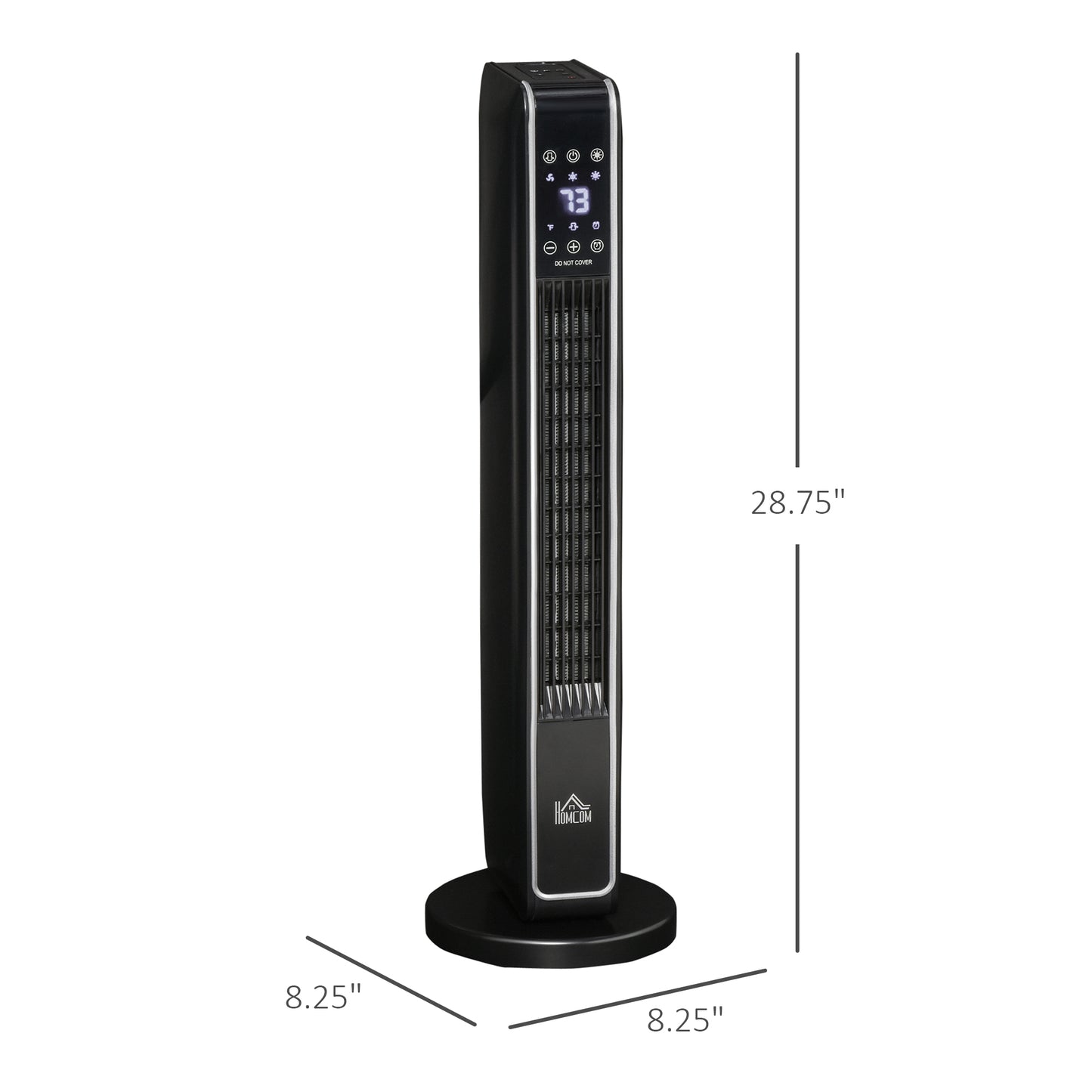 Portable Electric Tower Space Heater with Remote, 750W/1500W, Oscillating, Timer - Black