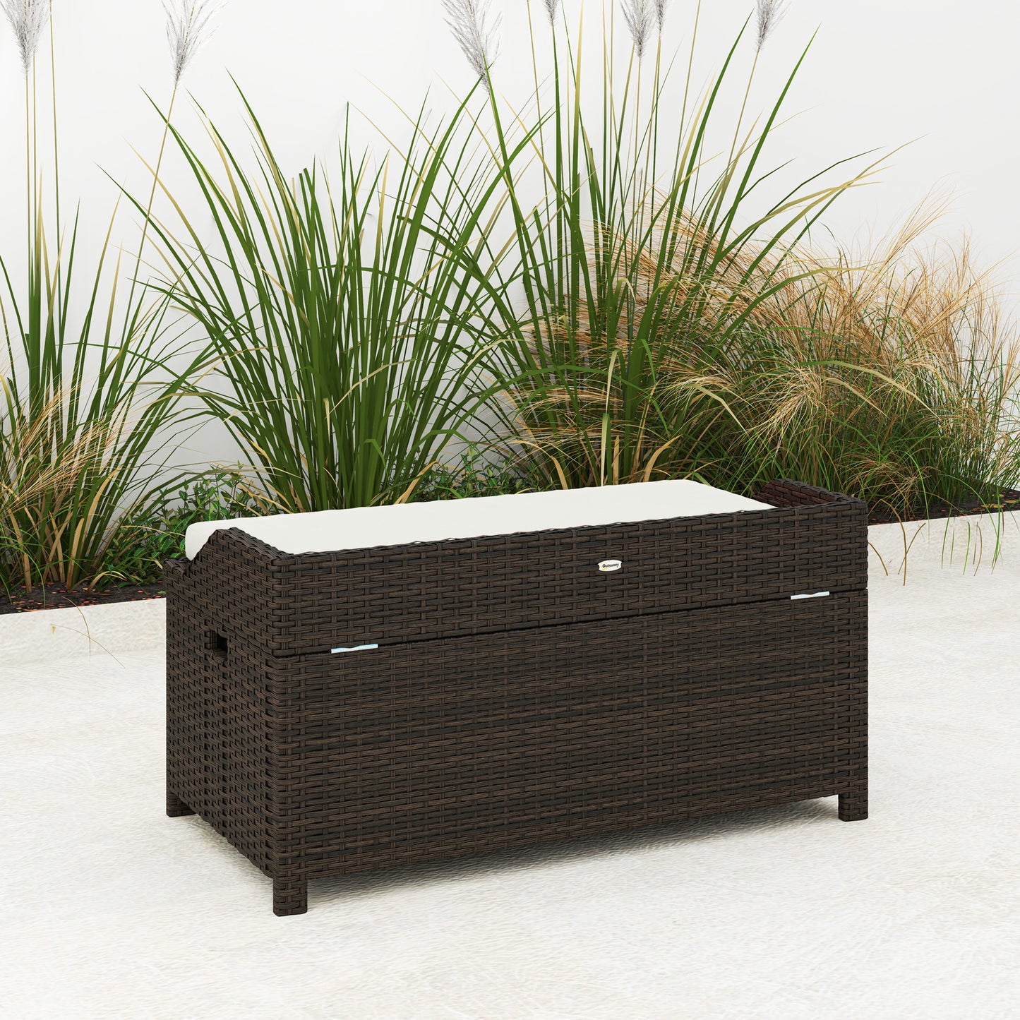 Outdoor Storage Bench with Cushion - Cream White, 2-in-1 Design
