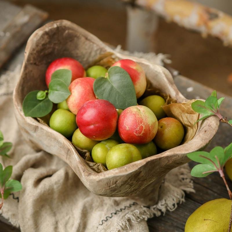 Wooden Ingot-Shaped Fruit Tray with Feet - Solid Wood Bread Plate for Kitchen