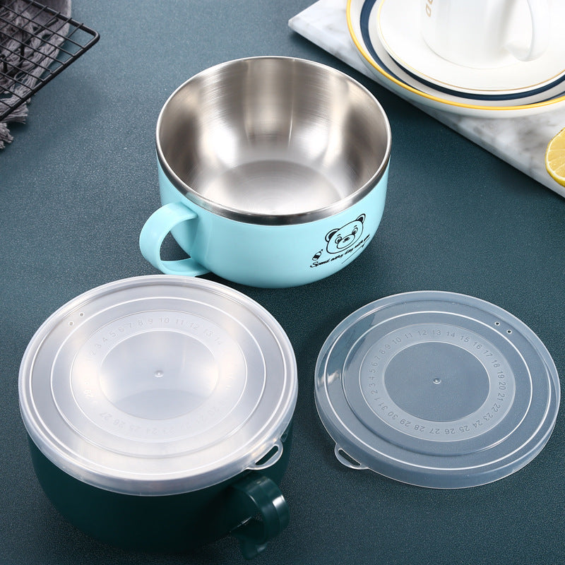 Stainless Steel Instant Noodle Bowl with Lid - Large Capacity, Portable Lunch Box for Adults