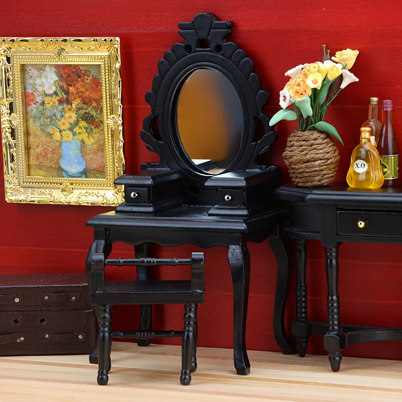Dressing Table with Stool and Mirror - Mini Furniture for Bedroom