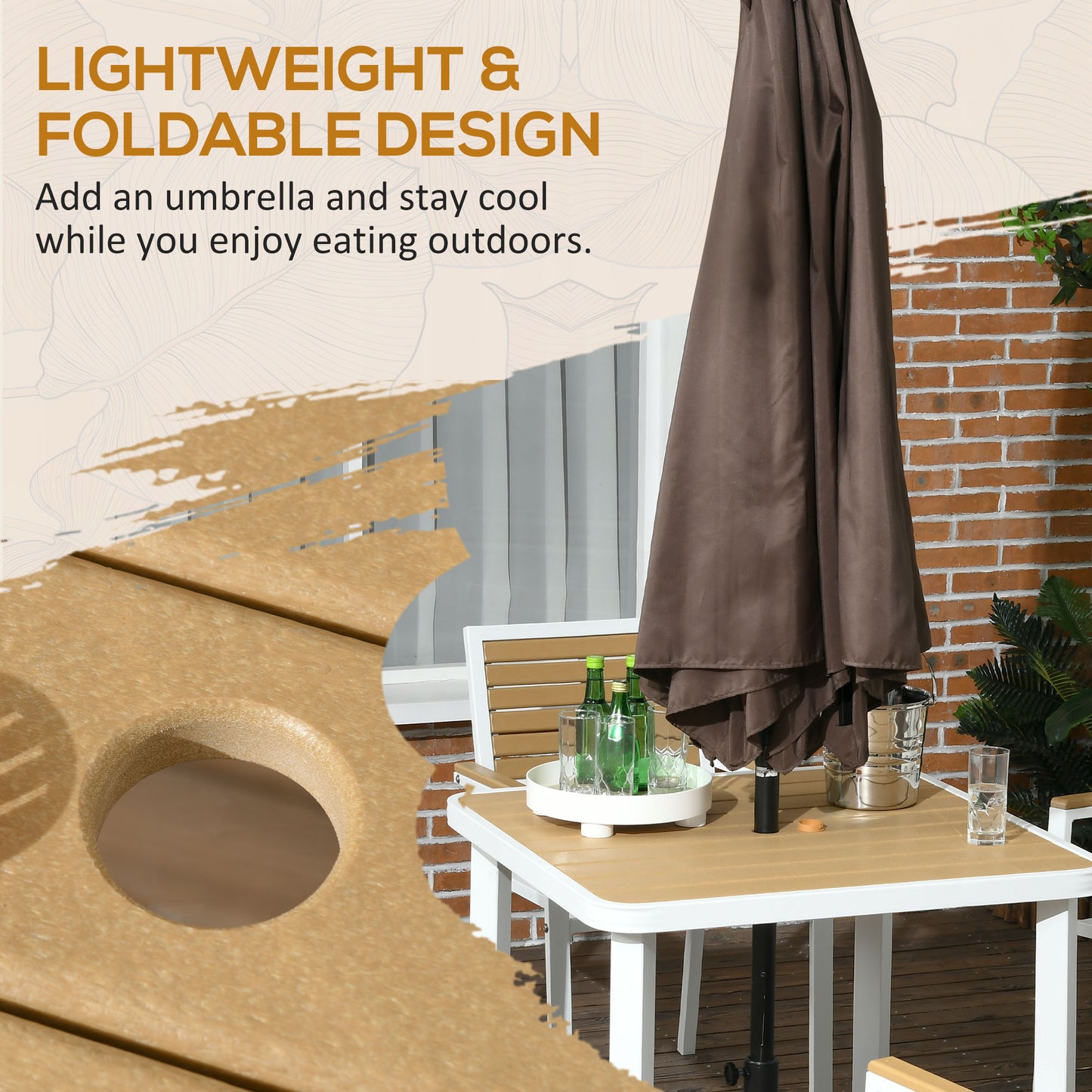 5-Piece Yellow Patio Dining Set with Umbrella Hole