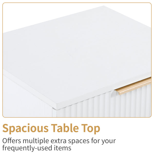 White Night Stand with Drawer & Shelf - 45x40x60cm