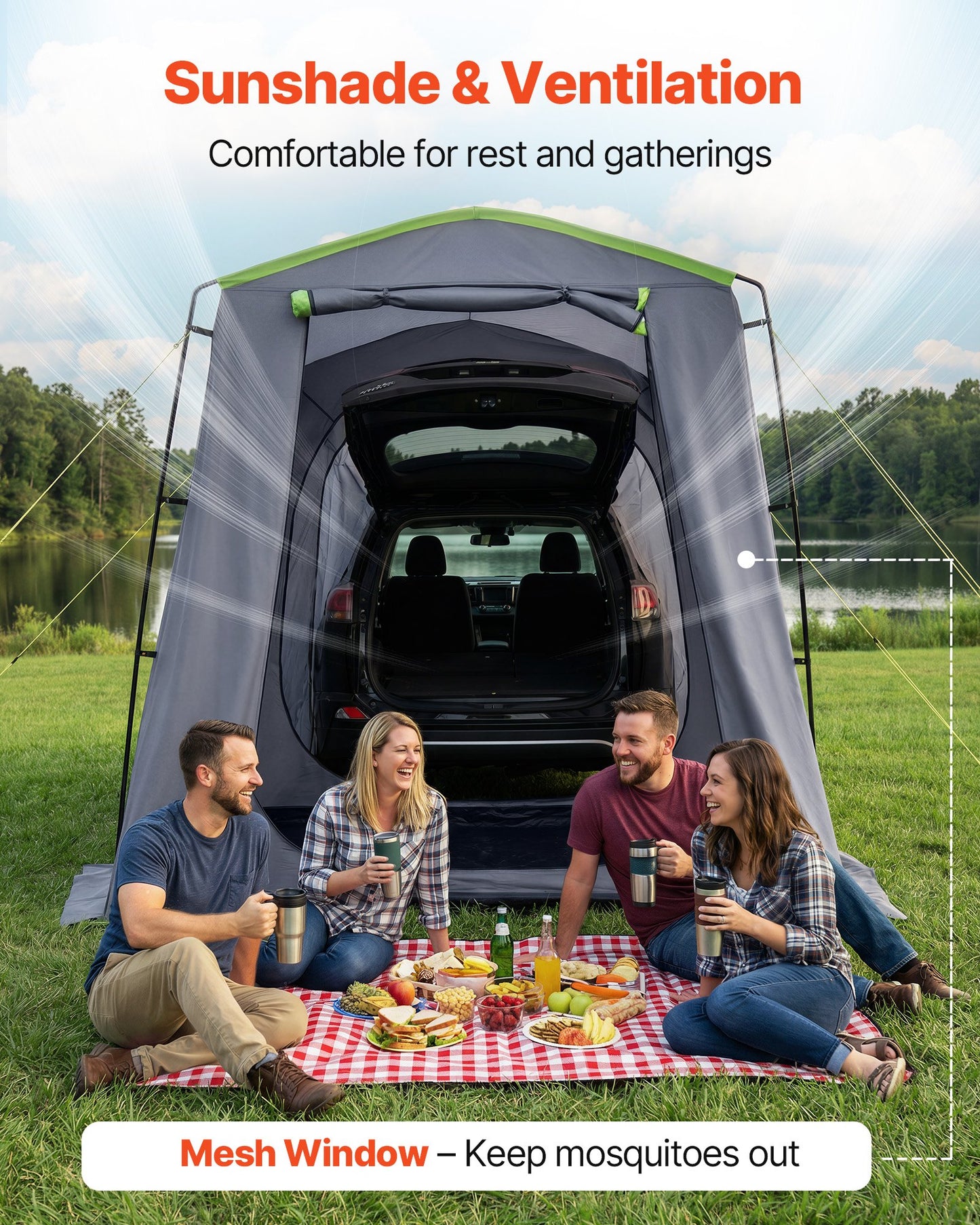 All-Season Large SUV Tailgate Tent for 5-9 People Waterproof & Ventilated