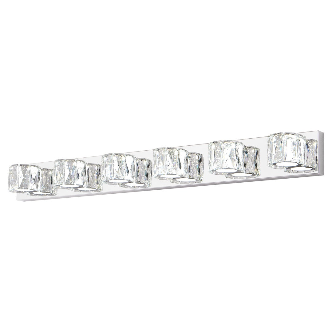 Modern Crystal 6-Light LED Wall Sconce - Chrome Vanity Light