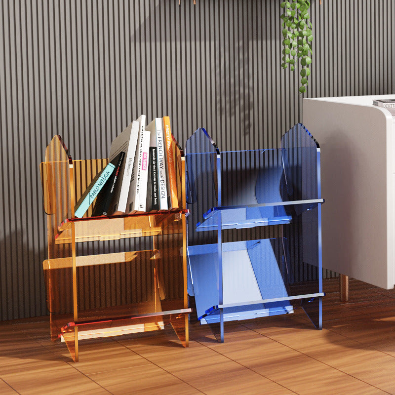 Acrylic Bookshelf Storage Rack - Modern Clear & Frosted Home Organizer