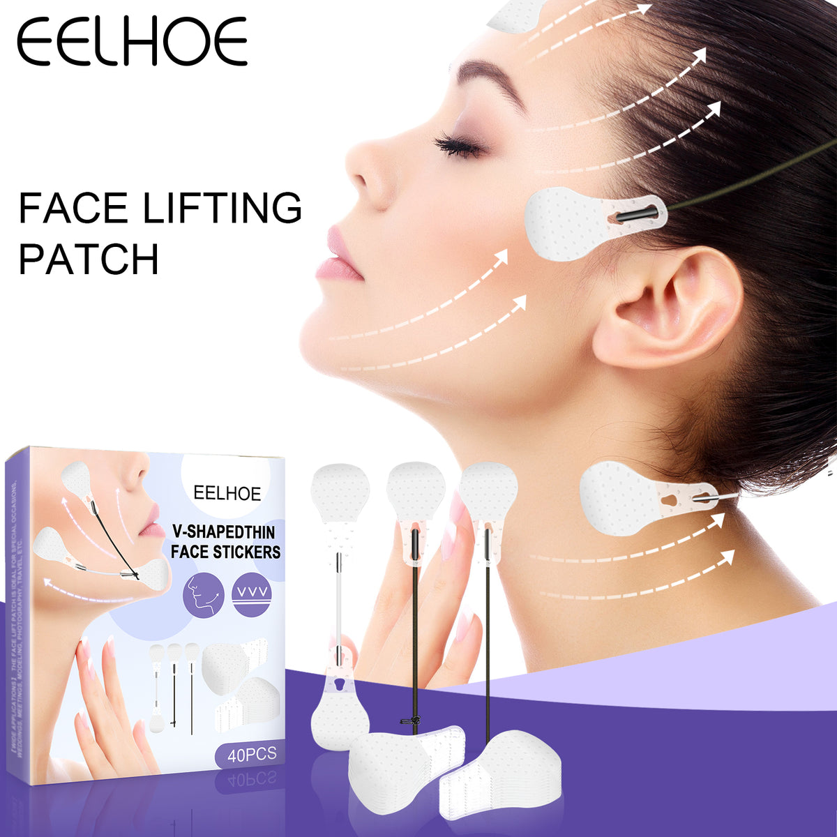 V-shaped Facial Lifting Stickers 40pcs Stickers--3 Ropes--1
