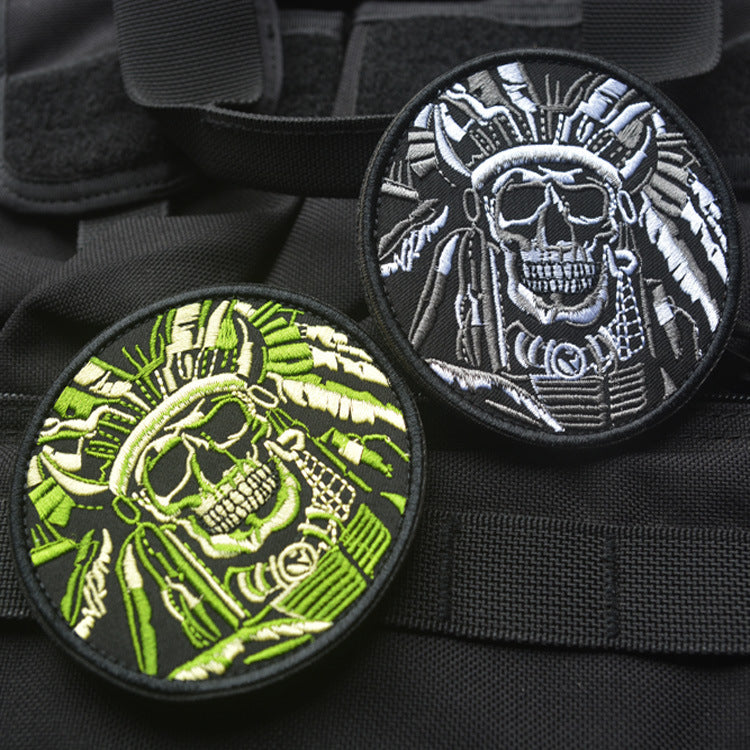 Minimalist Embroidered Skull Velcro Badge for Clothing and Accessories
