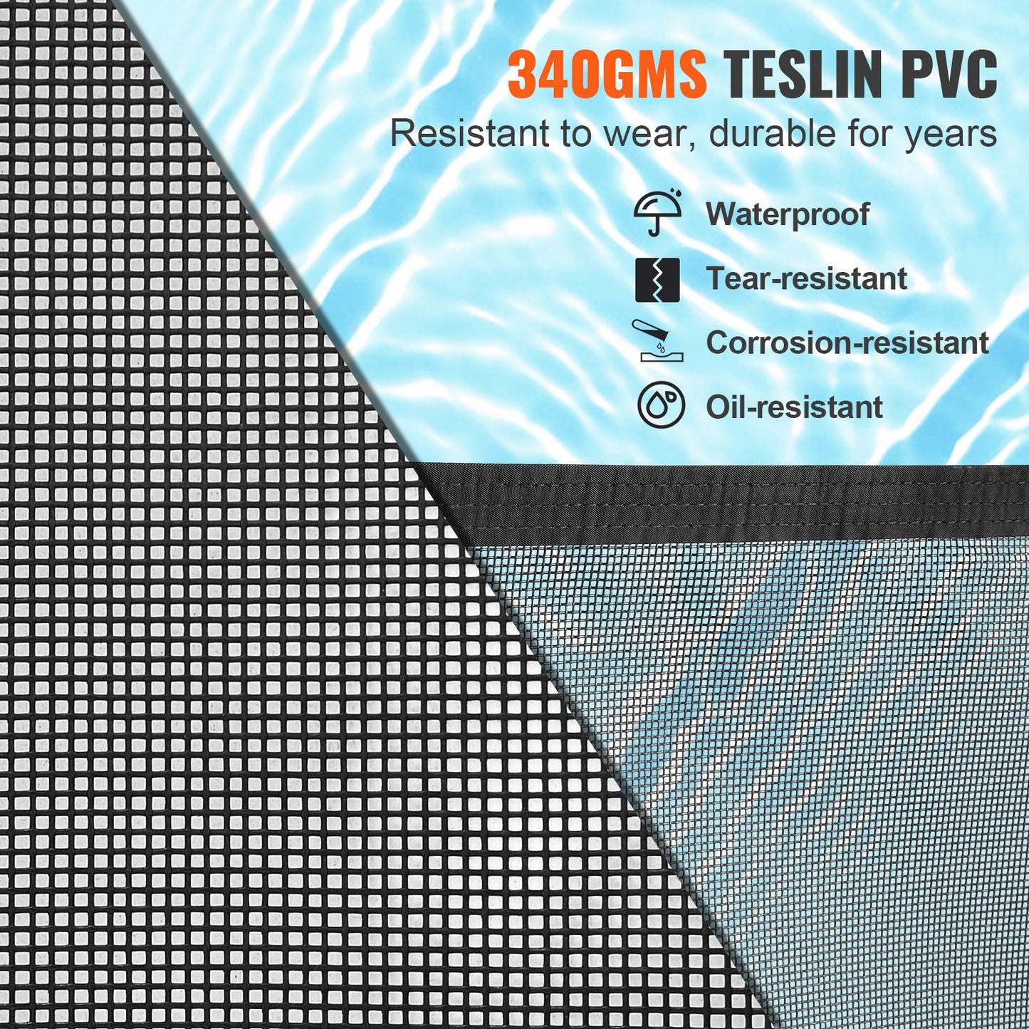Removable Pool Fence 4x72 ft with PVC Mesh Child & Pet Safety Barrier - Black