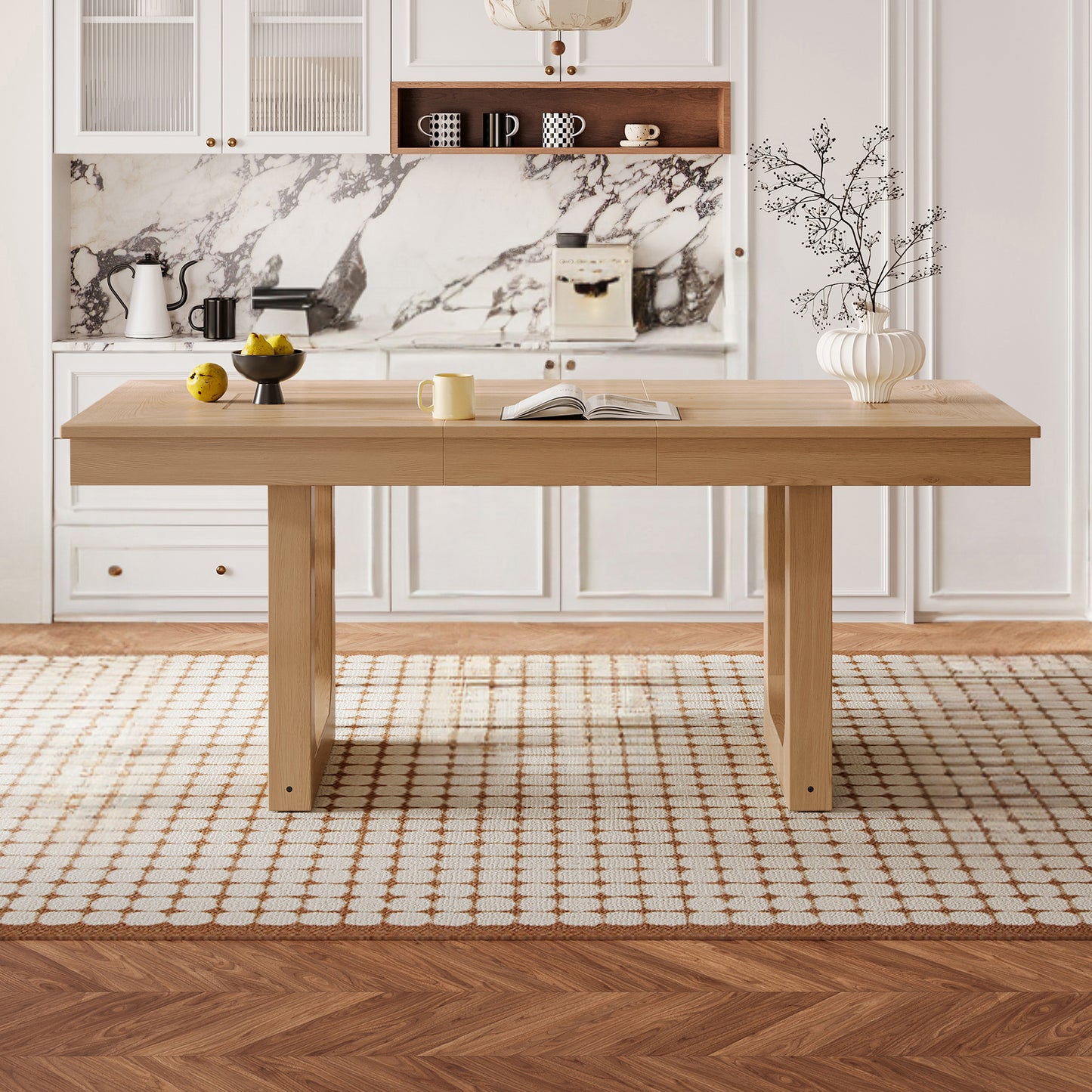60 -78 Extendable Dining Table, Farmhouse Wooden Kitchen Table With
