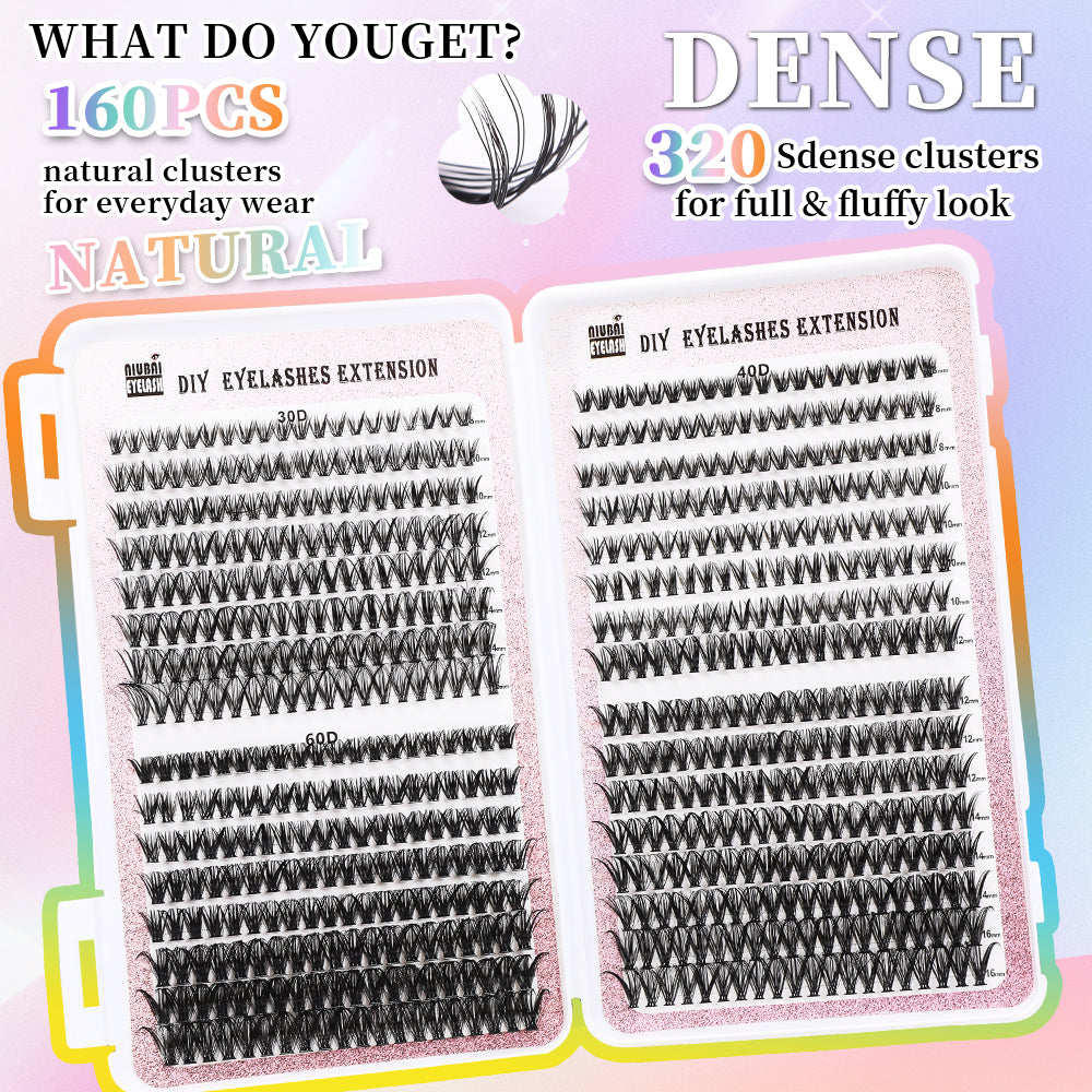 32-Row Segmented Cluster Eyelash Set - 640 Individual Lash Segments