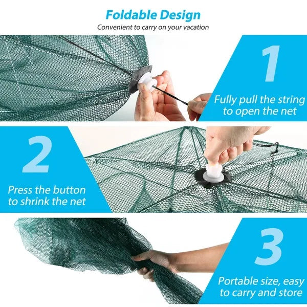 Portable Folding Fishing Trap Net - Easy to Use Bait Trap