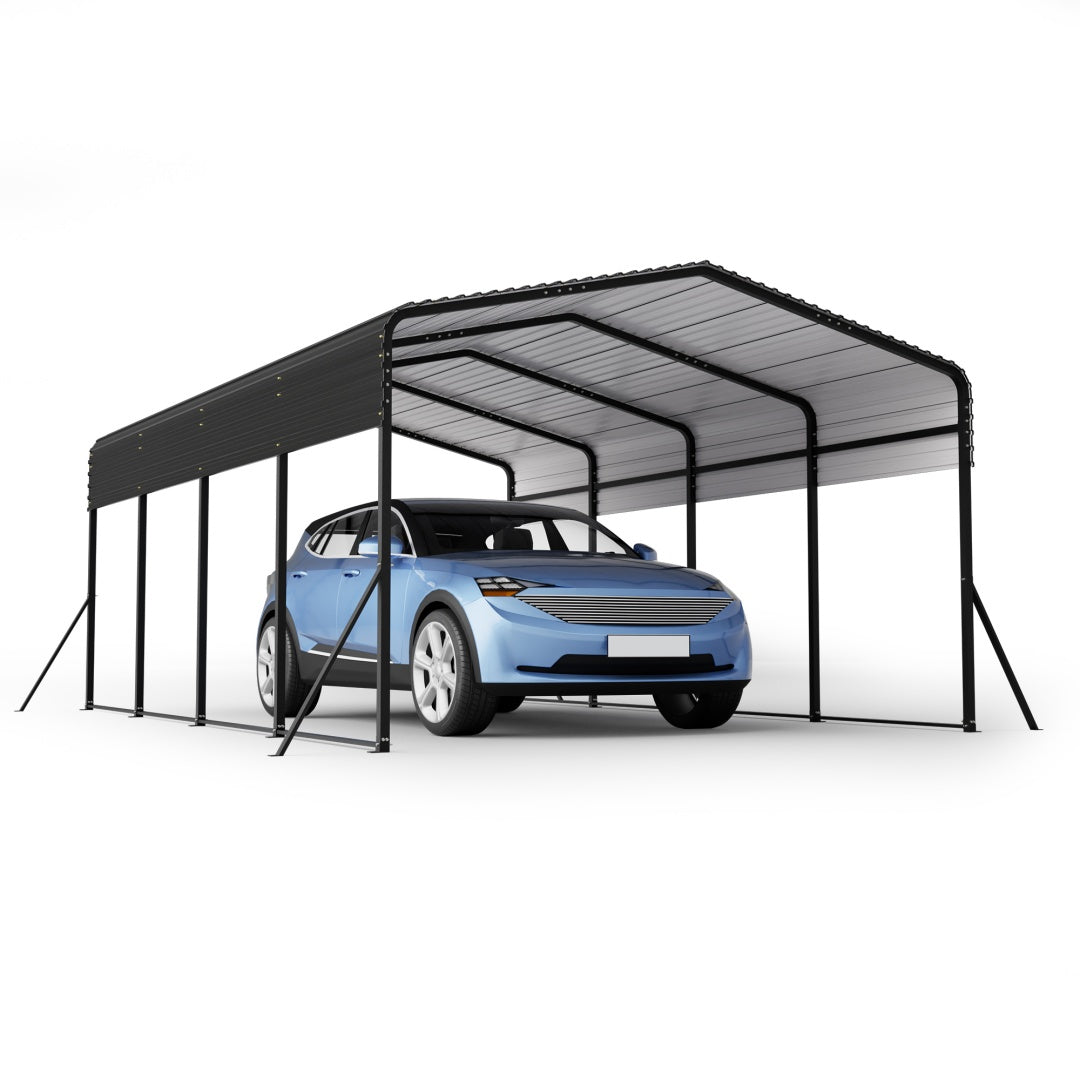 Heavy Duty Galvanized Steel Carport Canopy with Waterproof Roof - Large Capacity Shelter
