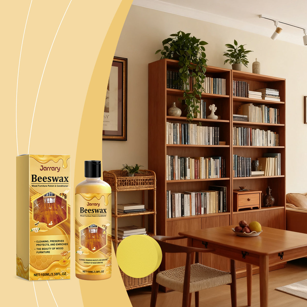 Beeswax Wood Polishing Agent - 100ml Bottle for Furniture & Wood Care