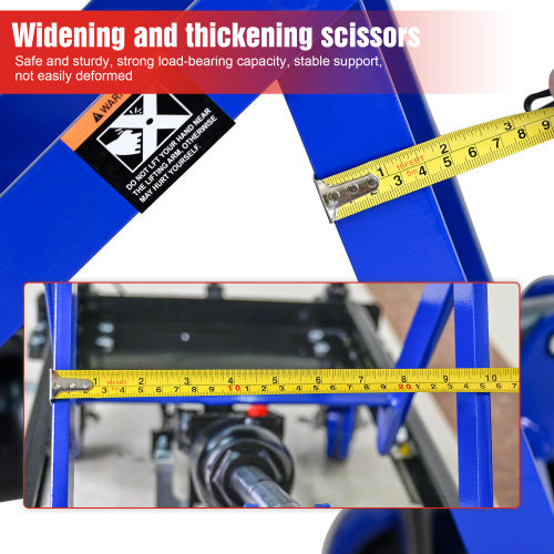 Hydraulic Lift Truck 500 lbs Capacity for Material Handling and Transportation - Steel, Black+Blue