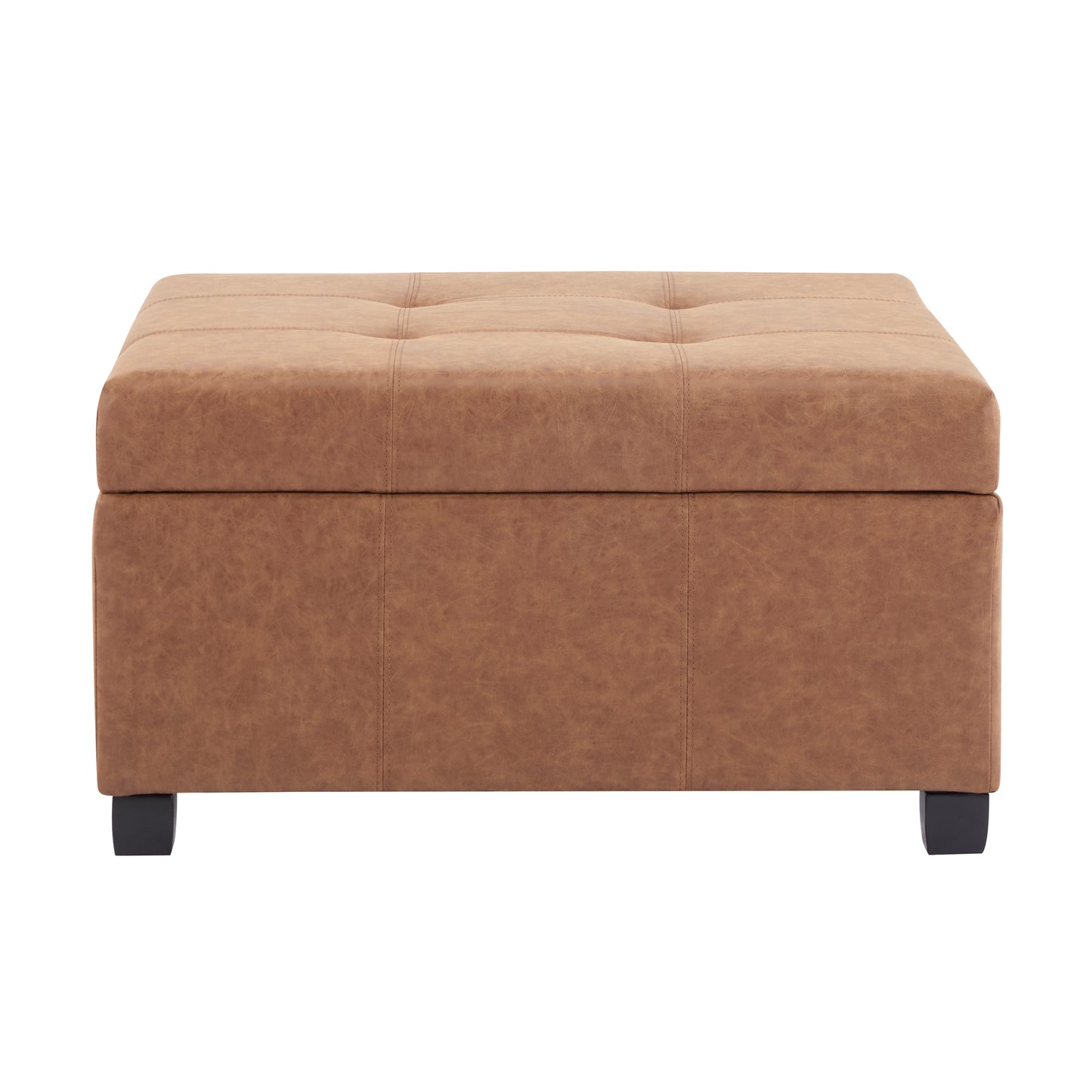 35" Brown Faux Leather Storage Ottoman with Lift-Top