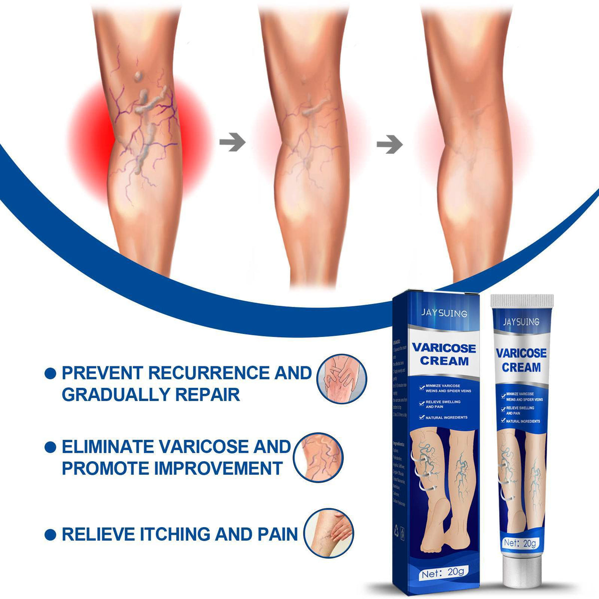 Leg Venous Support Cream for Discomfort Relief 20g - Body Care