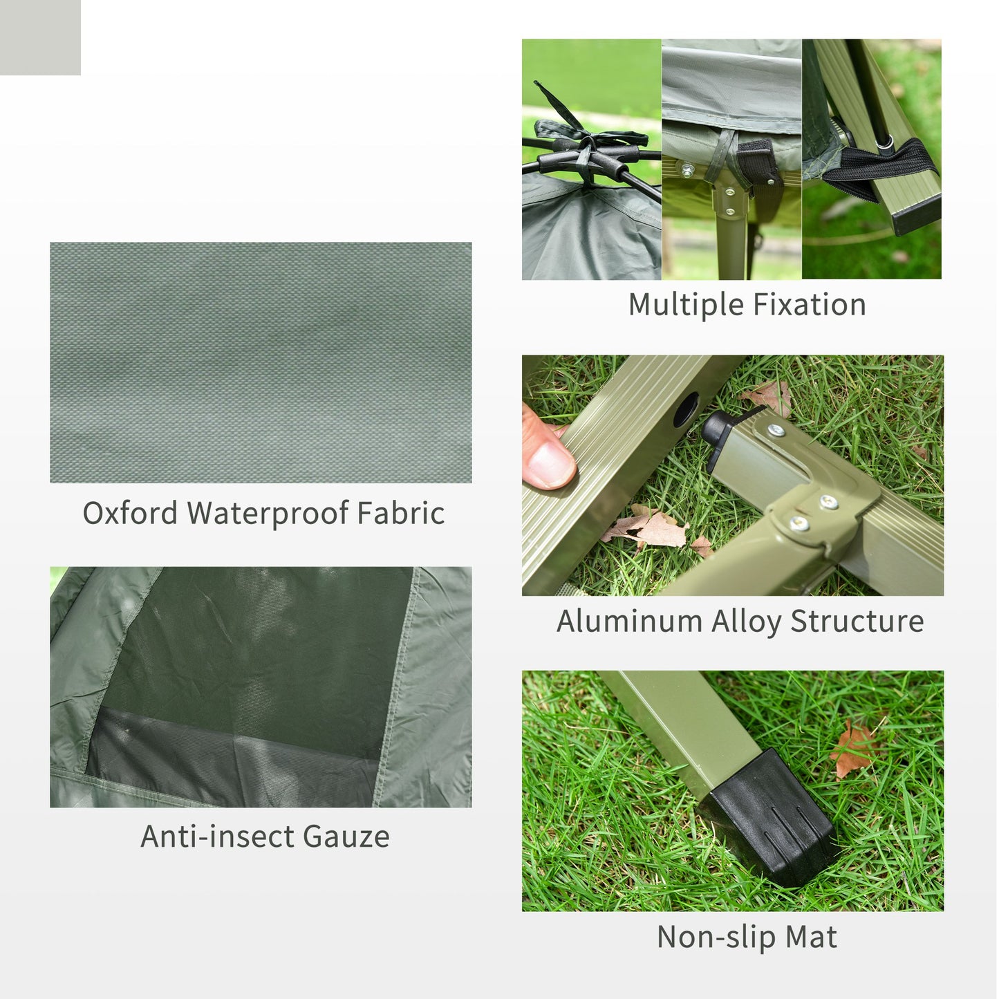Folding Camping Cot with Sleeping Bag & Air Mattress - Green