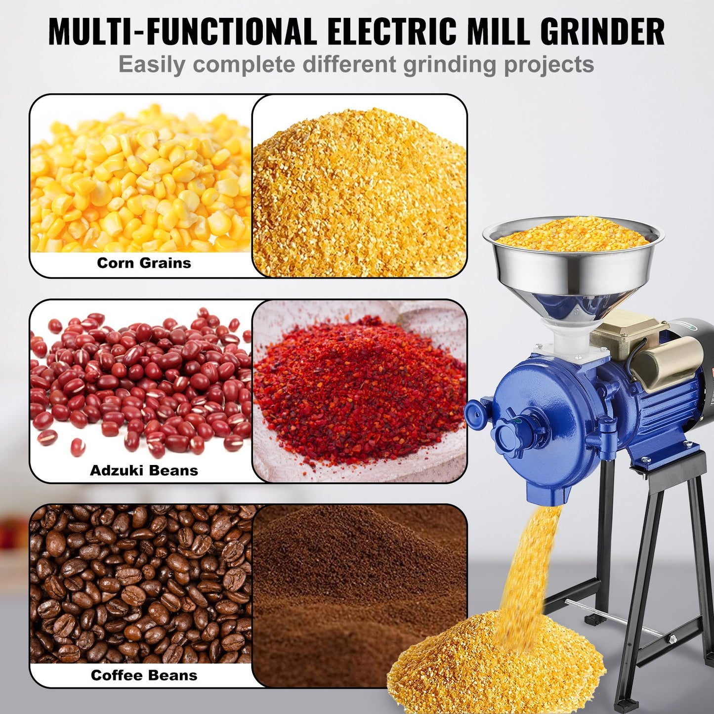 3000W Electric Grain Mill Grinder for Wheat Corn Flour Cereal Dry Milling