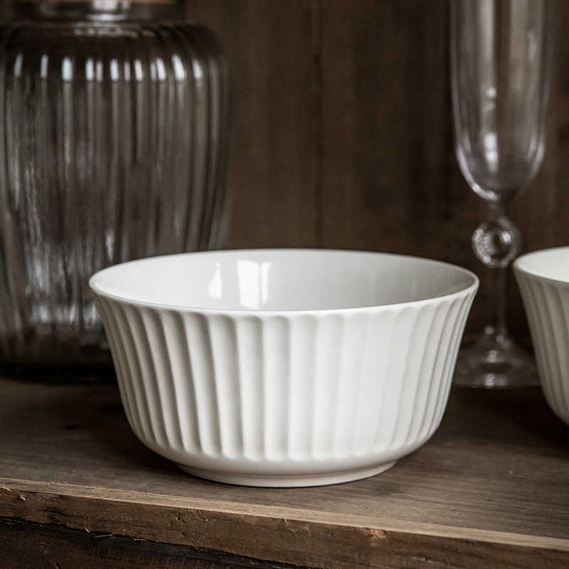6-Inch Round Colored Glaze Ceramic Salad Bowl Set - White, 2 or 4 Pack