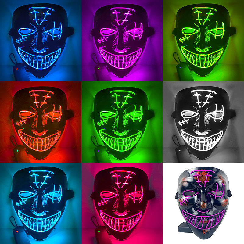 LED Halloween Mask Luminous Party Mask with V-Shaped Pirate Eye Design