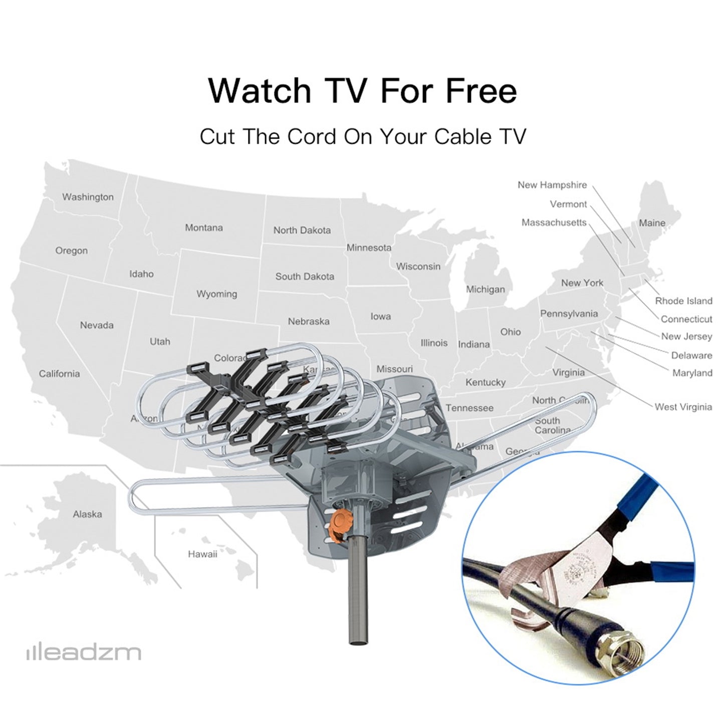 Outdoor Antenna 360° Rotation No Bracket UV Dual-Band Signal Receiver