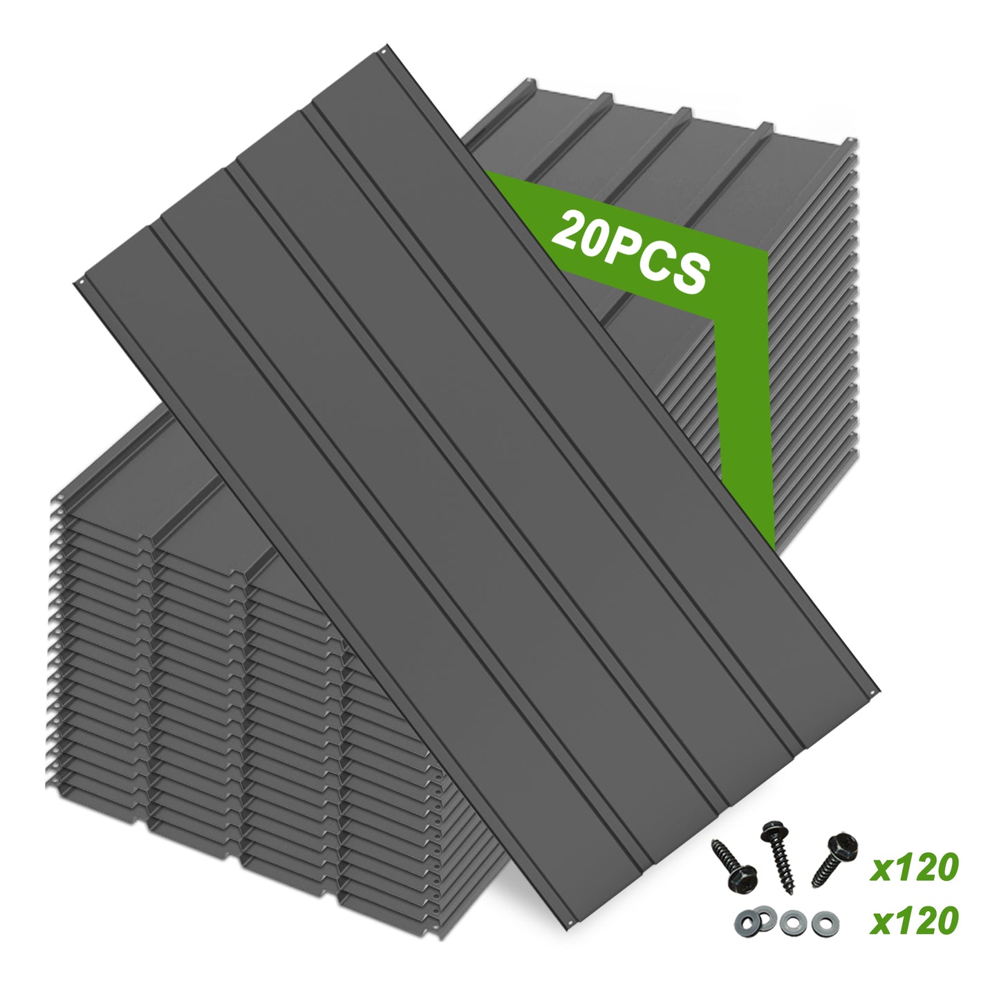 20 Pcs Metal Roofing Panels, 3.54 Ft X1.64 Galvanized Panels Siding