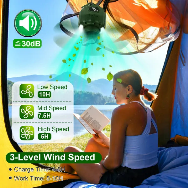 Portable Ceiling LED Fan with Power Bank & Remote Control - Smart Camping Light