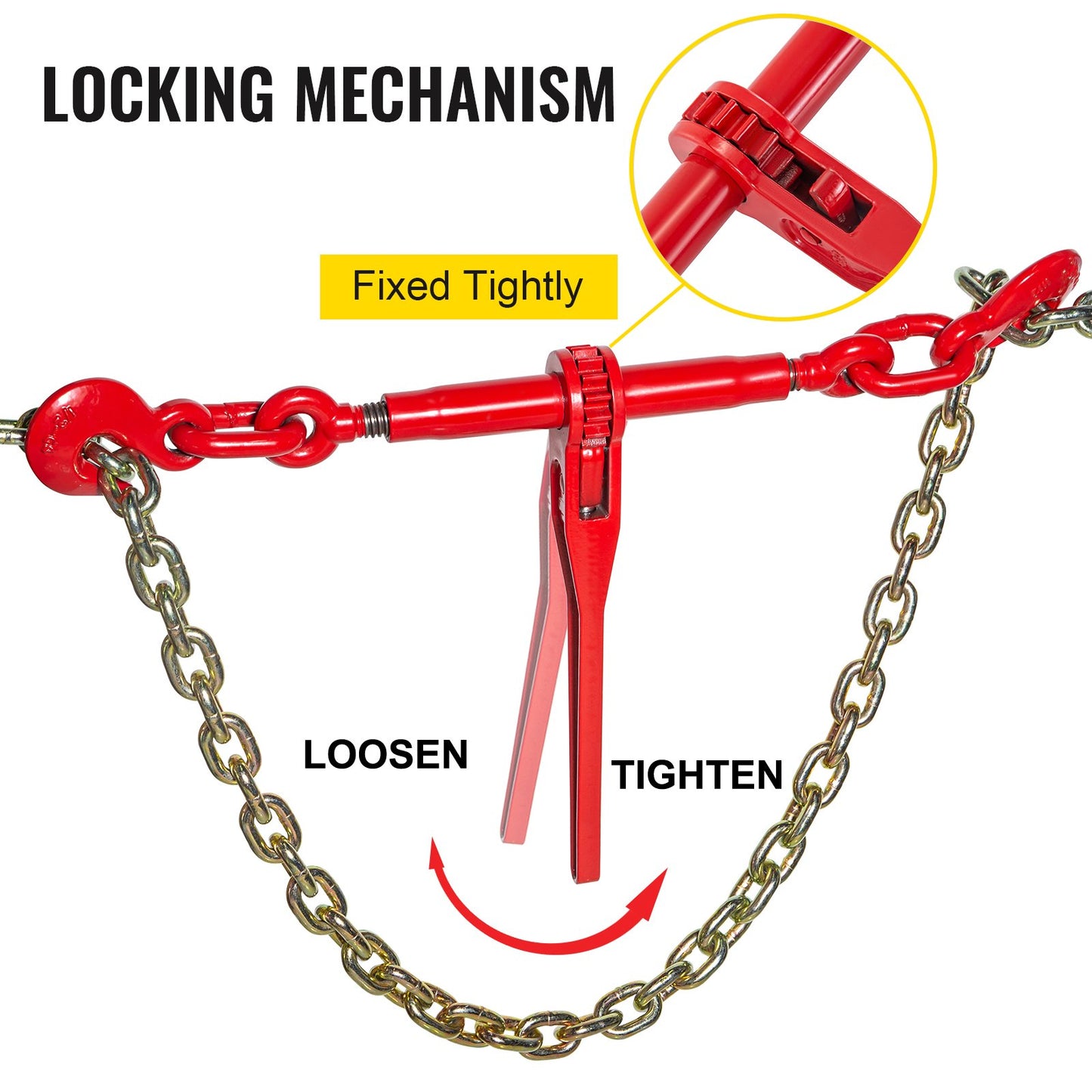 Heavy Duty Chain Binder 6600lbs Load Capacity Ratchet Tie Down Adjustable Red
