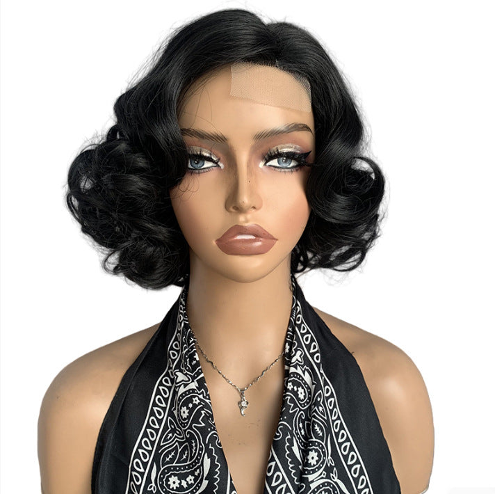 Big Wave Synthetic Wig for Women - Natural Black, 9 Inch, Seamless Lace Parting