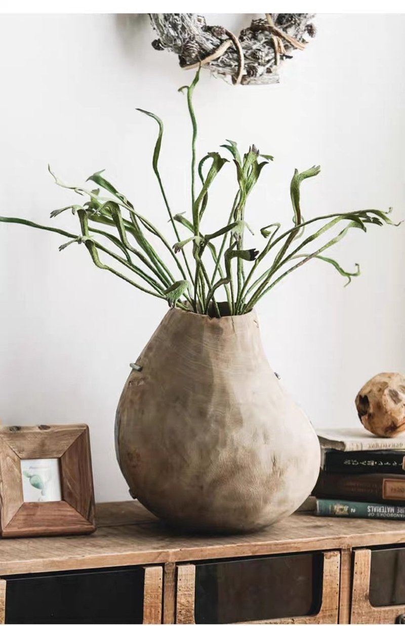 Living Room Floor Vase Stand Decoration Solid Wood Home Accent