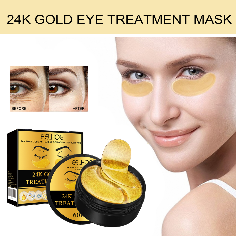 24K Gold Eye Mask Set - Hydrating Anti-Aging Under Eye Patches 60 Pieces