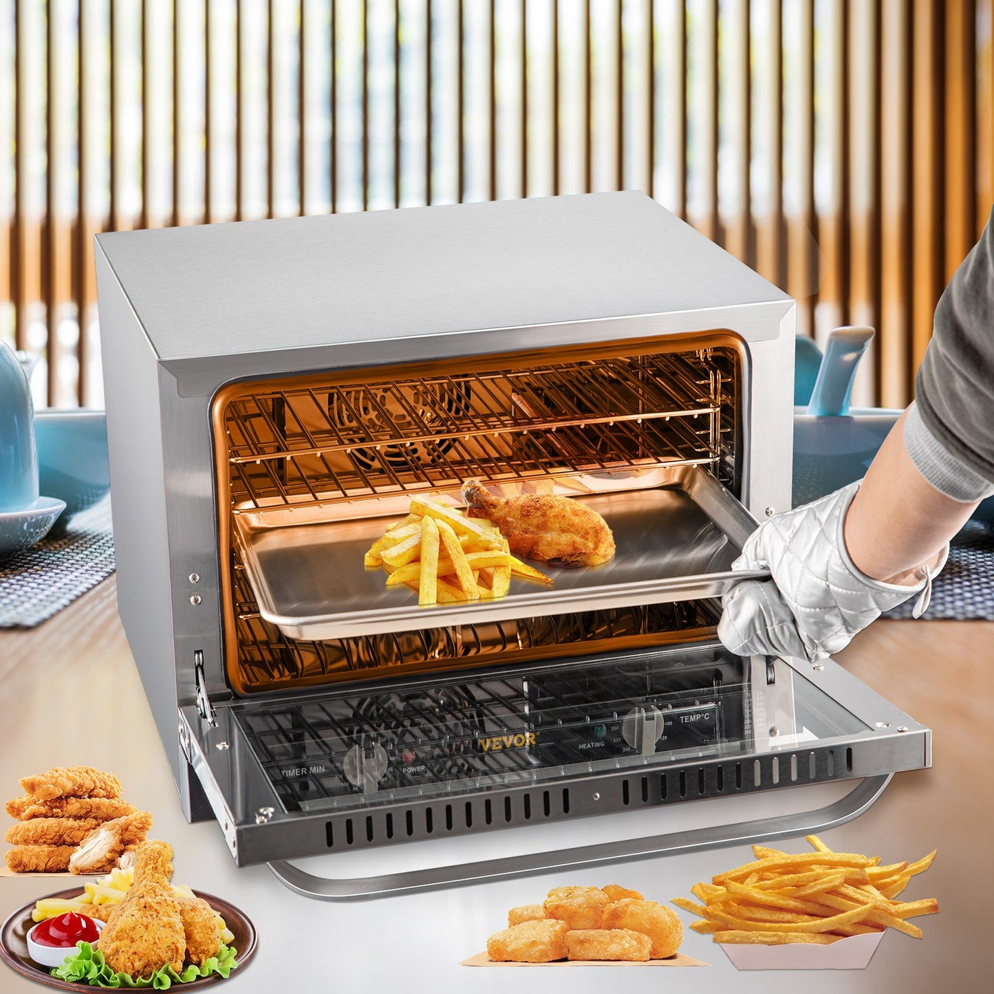 Commercial Convection Oven 66L Countertop Electric Baking Oven with Glass Door - Silver