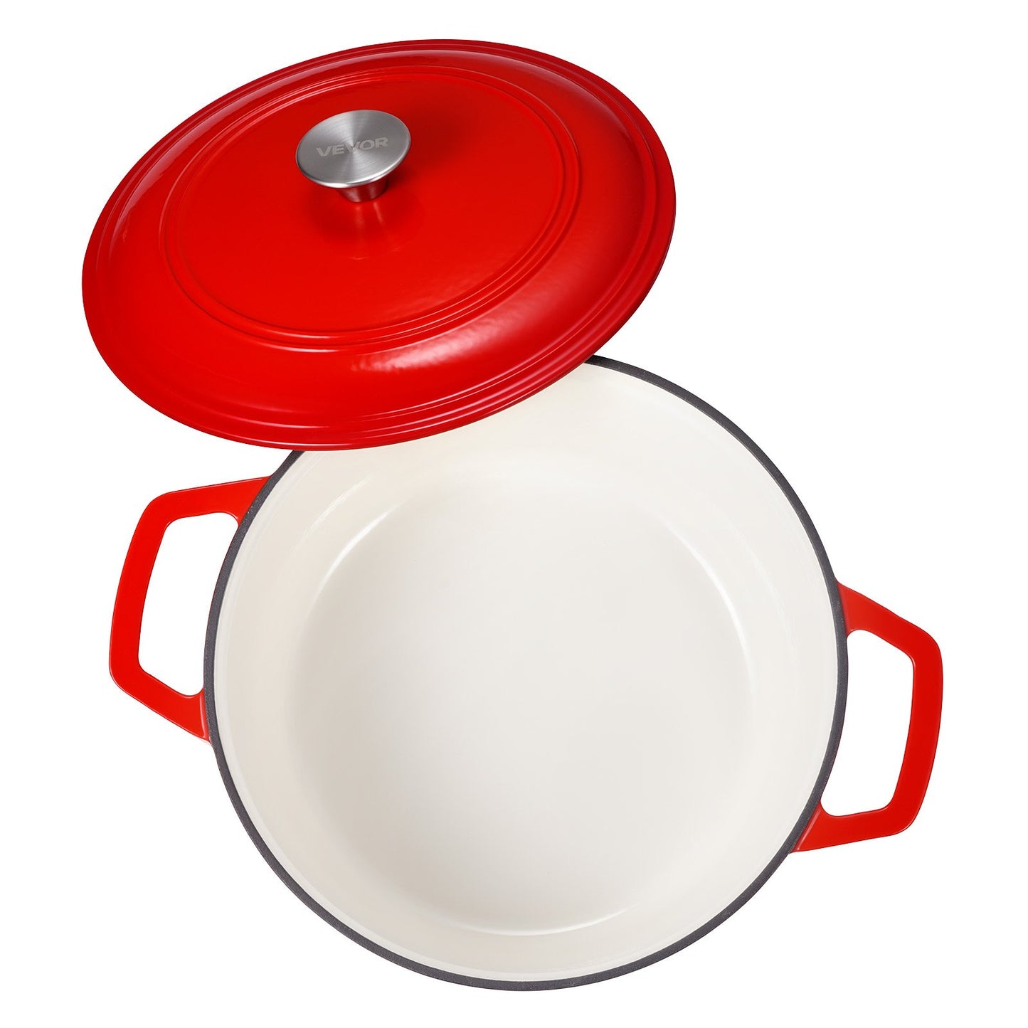 6QT Enameled Cast Iron Dutch Oven with Lid - Red